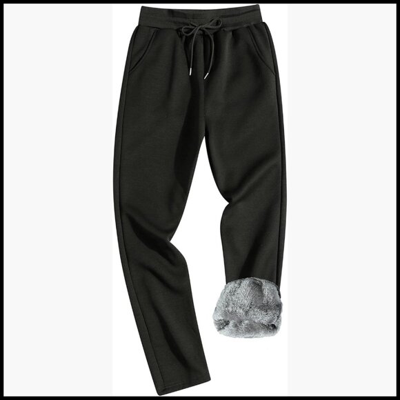 Men's Winter Fleece Joggers Sherpa Lined Sweatpants Warm Track Pants